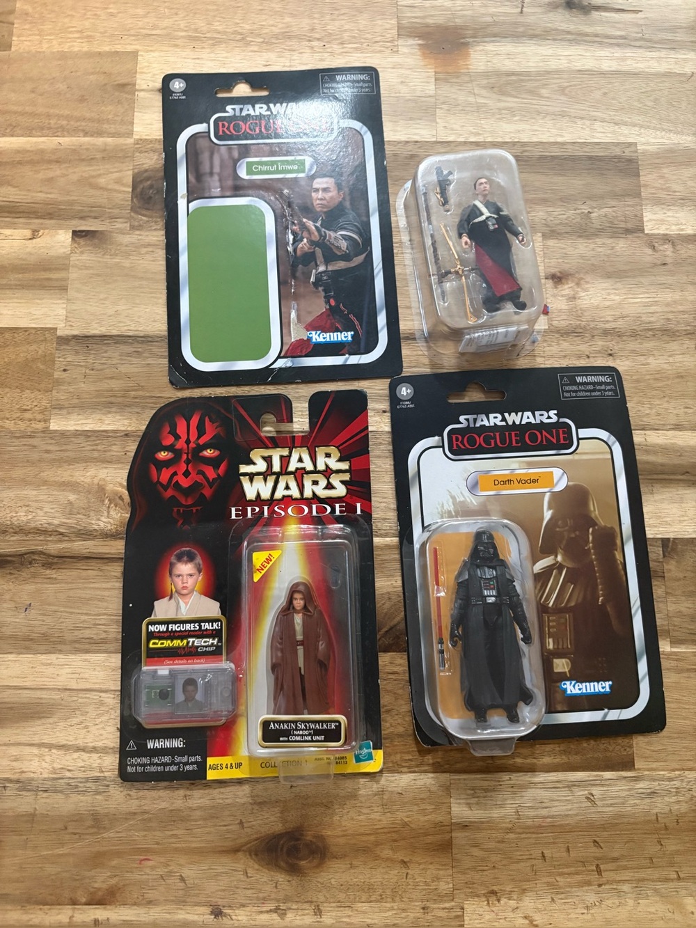 3 Star Wars action figures DARTH VADER, Anakin Skywalker & CHIRRUT IMWE